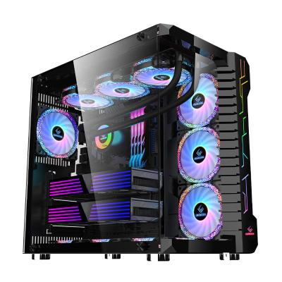 China With Fan Fashion New Hot Sale ATX Gaming Computer Desktop Case With 10 RGB Fans Case Gamer PC for sale