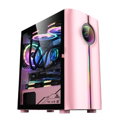 China Custom Gamer Desktop Wholesale Tempered Glass CPU Tower Case Computer Factory Gaming PC for sale