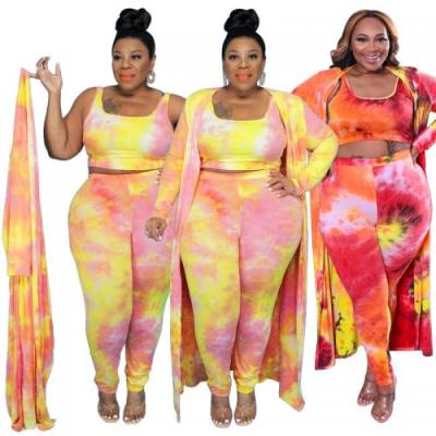 China Plus Size Tie Dye Women 2pcs Breathable Casual Autumn Fall Clothes Set Ladies for sale