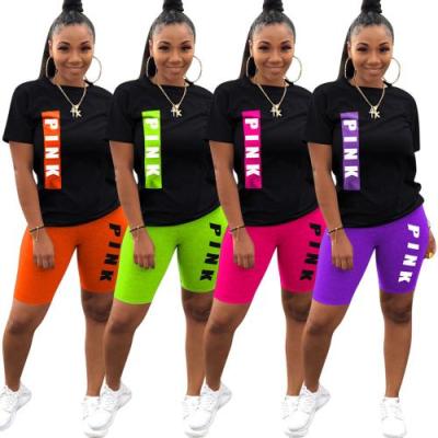 China Breathable Lady Fashion Clothes Jogger Outfits Women 2021 Letter Printed Sportswear Two Piece Set for sale