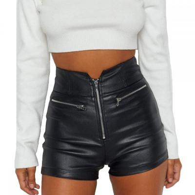 China 2021 Breathable Latest Design Wholesale PU Leather Shorts Black for sale