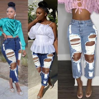 China Breathable Denim Ripped Drop Jeans Women Different Size 2021 for sale