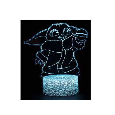 China Contemporary 3d Lamp Yoda Model Visual Stereo Lamp 16 Colors Remote Control Touch Adjustable Led Night Light For Indoor Indoor Environment for sale