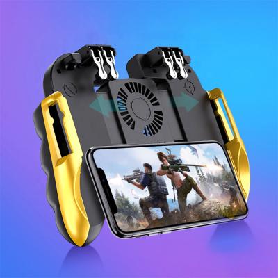 China Gold H9 Game Controller With Fan Joystick Gamepad ERGONOMIC Mobile Phone Game Grip For Android/IOS For Pubg for sale