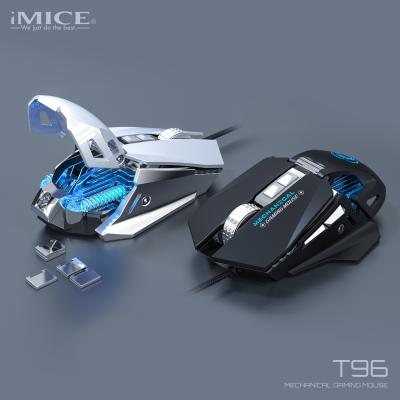 China 2021 Metal Newcomers T96 Wired Machine Competitive Gaming Mouse Macro Programming Mechanical Counterweight 7200dpi Led Mechanical for sale