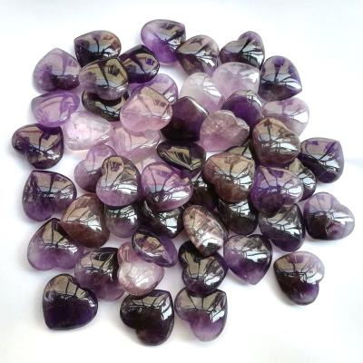 China Wholesale Gemstone Amethyst Quartz Heart Polished Crystal Pendant For Jewelry Making for sale