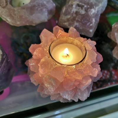 China Unique Polished Natural Gemstone Anniversary Crystal Candlestick Tumbled Crystal Table Lamp for sale