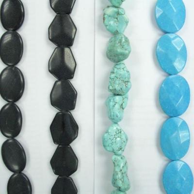 China Polished Blue Turquoise Loose Gems Oval Beads Faceted Strand Turquoise Stone for sale