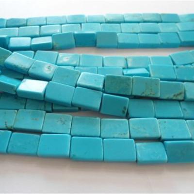 China Polished Loose Gems Dye Blue Turquoise Square Strand Beads For Necklace for sale