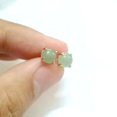 China Wholesale Polished Aventurine 925 Gemstone Exporter Gemstone Earring Silver Green Stud Earring for sale