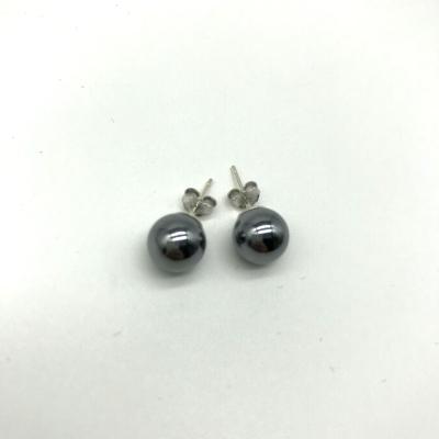 China Factory Supplier Polished Silver Hematite 6mm Beads Stud Earring Plugs Earring For Women for sale