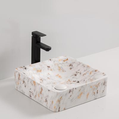 China Popular contemporary/modern design modern minimalist north american marble countertop square ceracmic basin bathroom with CUPC yingjie for sale