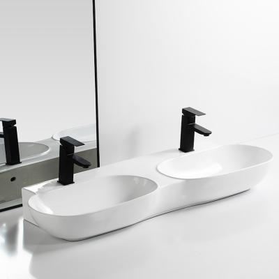 China Countertop Mounted Porcelain Wash Bathroom Basin Space Saving Modern Full-Function Wall-Hung for sale