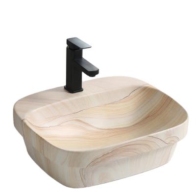 China 9566-1665 Modern Design Marble Bathroom Basin Art Basin Ceramic Artificial Marble Square Sink for sale