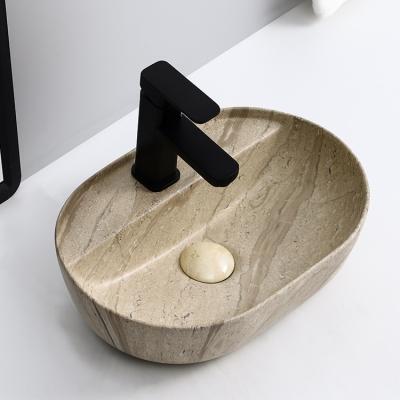 China CE Contemporary Sink CUPC Bathroom Sink Toilet Basin Solid Marble Art Basin Brown Wash Basin for sale