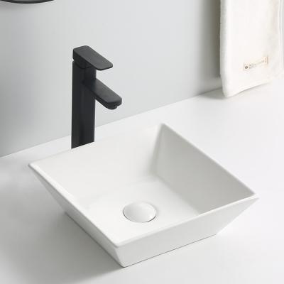 China OEM Modern Square Bathroom Vanity Sink Hand Basin Ceramic Countertop Art Basin for sale