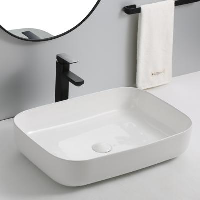 China OEM Rectangle Modern Popular Sanitary Ware Bathroom Sink Ceramic Countertops Basin In White for sale