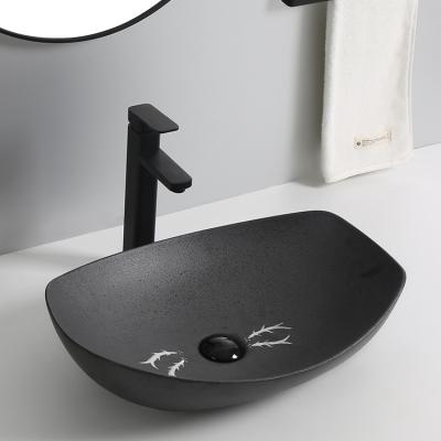 China Modern New Arrival Art Black Modern Countertop Basin CE CUPC Ceramic Handmade Sink For Bathroom for sale