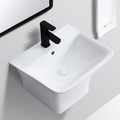 China Simplicity Modern Luxury Modern European Style Wall Mount Ceramic Wash Bathroom Semi Sink Pedestal Wash Basin for sale