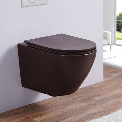 China Double-flow Coffee Water-saving Environmental Protection Western Matte Sanitary WC Ceramic Wall Hung Toilet for sale