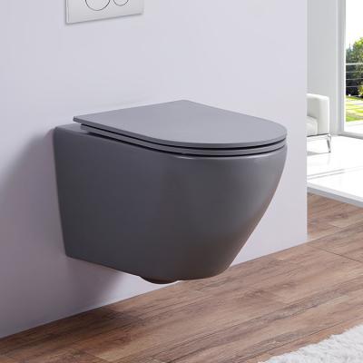 China French Wall Mounted Sanitary Ceramic Toilet WC Cistern One Piece Hidden Matte Gray Toilet for sale