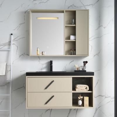 China Modern Luxury Bathroom Cabinet Vanity Set Cabinet With Ceramic Sink Mirror Vanity Set for sale