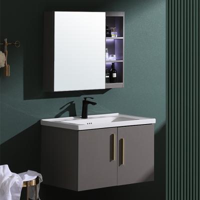 China Modern Bathroom Vanity Cabinet With Sink And Led Wall Mounted Mirror Lavatory Bathroom Vanity Set for sale