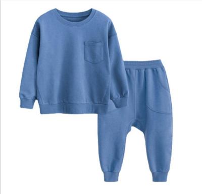 China Casual Simple Home Sets Style Plain Kids Winter Crewneck Tracksuits Factory Size Kids Clothing Custom Suits for sale