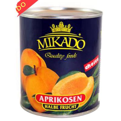 China Fresh Pack Canned Mikado Canned Apricot Halves in Light Syrup for sale