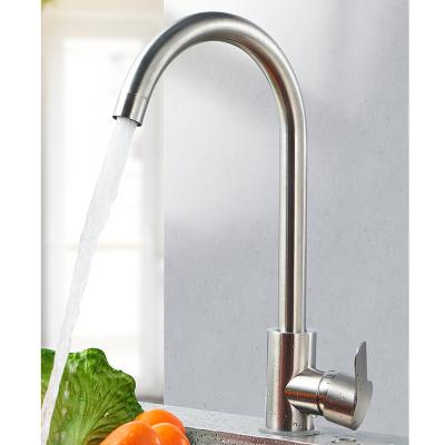 China Other Kitchen Faucet Single Handle Cold and hot  Water Brushed Nickel Sink Faucet For Kitchen Factory Price 304 Stainless Steel for sale