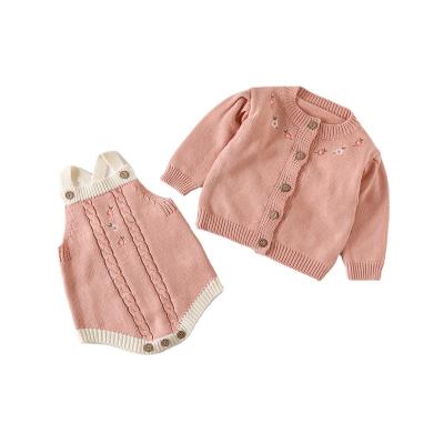 China 100% Cotton Winter Style New Cotton Cardigan Set Baby Toddler Sweater Clothes Newborn Baby Knitted Embroidered Sweater for sale