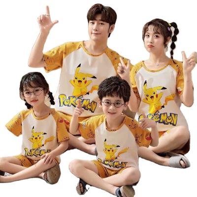 China Lovely Cartoon Breathable Pajamas Set Summer Family Children Kids Clothes Parent-child Cotton Pajamas Mother And Daughter Pair Short for sale