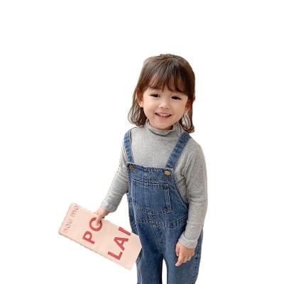 China Autumn New Baby Kids Denim Pocket Cute Overalls Loose Overalls All-match Suspender Pants Children Girl Bib Pants Casual Pants for sale