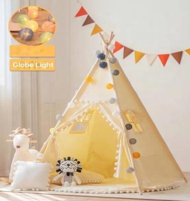 China Dots Design Kids Play Toy Luxury Beige Indian Tent Cotton Fabric Baby Teepee Tent Soft House Deco for sale