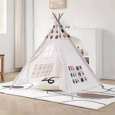 China Owl Design Baby Large Indian Teepee Teepee Tent Cotton Soft Cute Kids Fabric Indoor Play Toy Tent With Light for sale