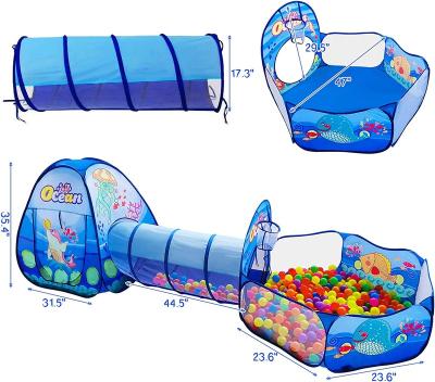 China Big Large Circle Design Ocean Ball Soft Baby Pit Kids 3 in 1 Tunnel Foldable Indoor Kids Toy Tent Teepee Tent for sale