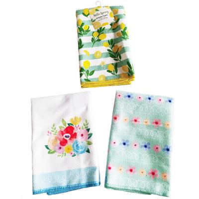 China Sustainable Microfiber Fabric Printing Kitchen Cleaning Cloth for sale