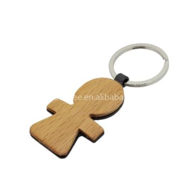 China Europe wholesale cheap empty wood cut key ring for sale