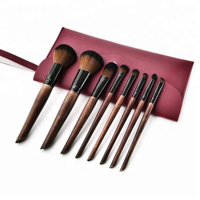 China Angular Blush 2021 Best Seller Nylon Hair Cosmetics Wood Handle 8pcs Makeup Set Brush for sale