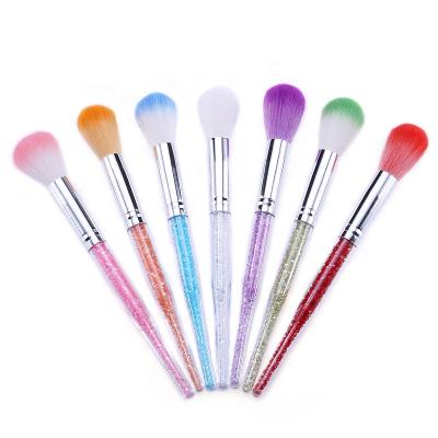 China NAIL 7 Color Long Handle With Diamond Nail Dust Brush Cleaning Nail Brush for sale