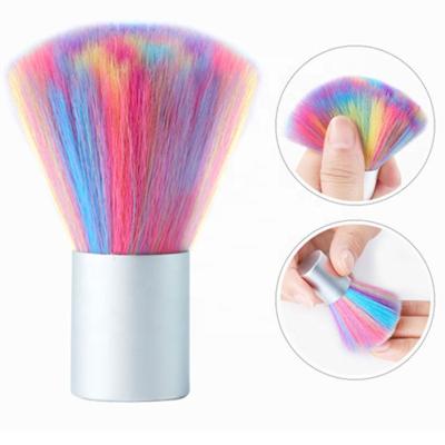 China NAIL Rainbow Nail Dust Brush Seven Color Bristle Powder Clean Brush For Nail Tools for sale