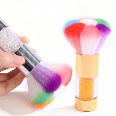 China Professional NAIL Petal Shape Hot Selling Nail Art Dust Brush Soft Cleaner Clean Brushes With Diamond for sale