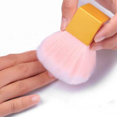 China NAIL RTS Soft Synthetic Hair Nail Remover Sweep Custom Logo Square Handle Nail Art Dust Powder Remover Brush for sale