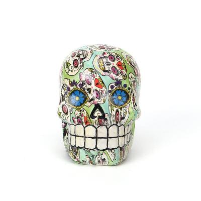 China Europe Halloween Border Creative Crafts Haunted Room Decoration Resin Water Transfer Color Ashtray Skull Cups Skull for sale