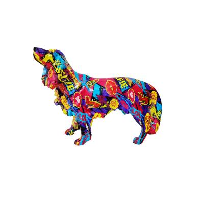 China Europe Water Transfer Printing Colorful Resin Professional Luxury Simulation Dog Room Ornament Event Home Decor for sale