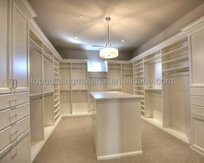 China Solid Wood Fancy Wooden Walk In Closet Customized Bedroom Closet With Island for sale