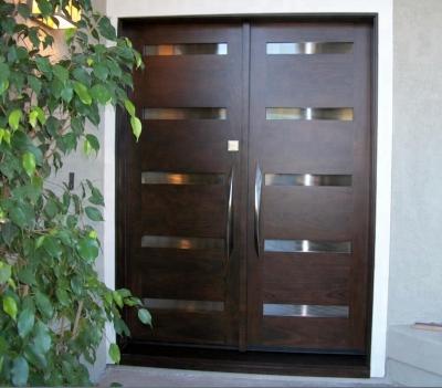 China 2018 Modern Custom Exterior Double Door Solid Wood Door 45mm Solid Wood for sale