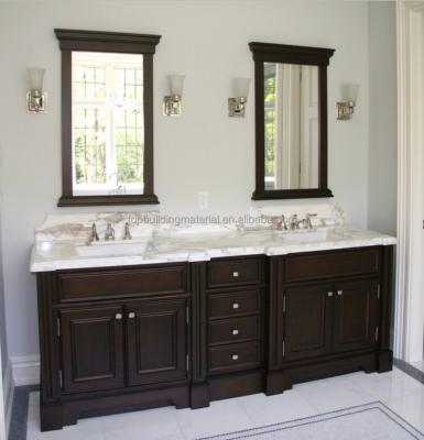 China CLASSIC Traditional 86 Inch Double Sink Dark Bathroom Vanity With Mirror for sale