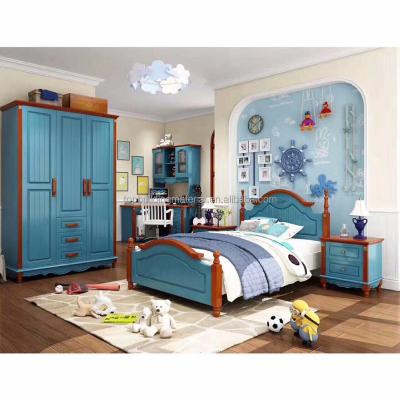 China Hot Selling Mediterranean Solid Wood Kids Bedroom Furniture Set for sale