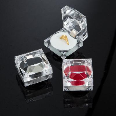 China Ring Box Acrylic Square Jewelry high quality fashionable boxes 4.5*4.5*4cm wholesale transparent plastic for sale